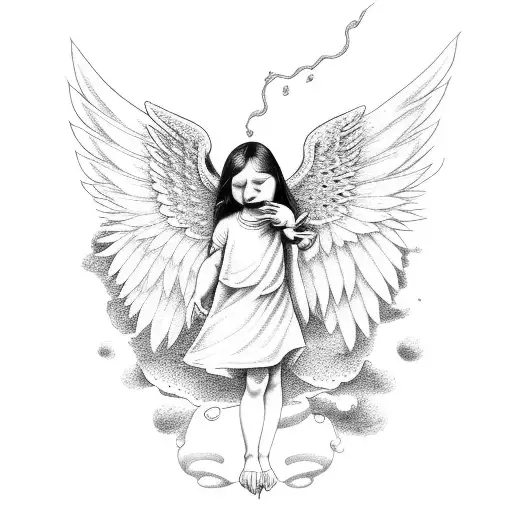 Cute Small Angel With Wings Praying