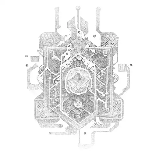 An Intricate Circuit Board Design With Gaming Symbols Integrated