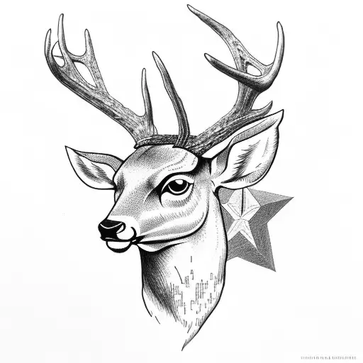 Deer Head With 3 Stars Above It