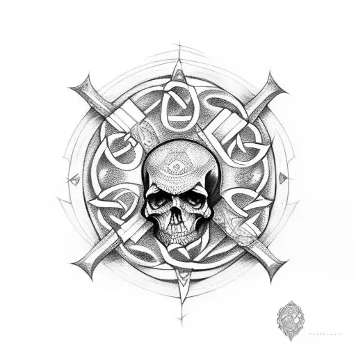 Celtic Design With Shading And Skulls