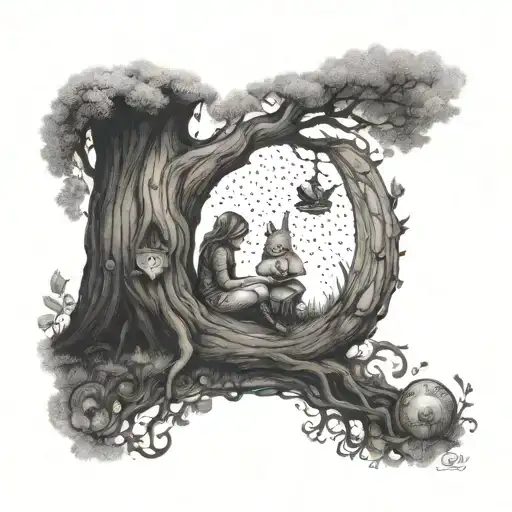 Reference To Alice In Wonderland Sitting Under A Tree