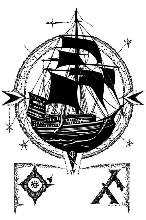 Ship Compas Rune And Symbol