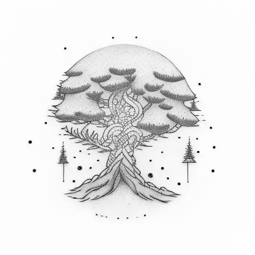 Spruce Tree Using Ogham Writing