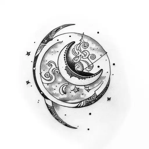 Crescent Moon With Taurus Constellation