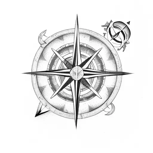 An Ocean With A Compass Rose