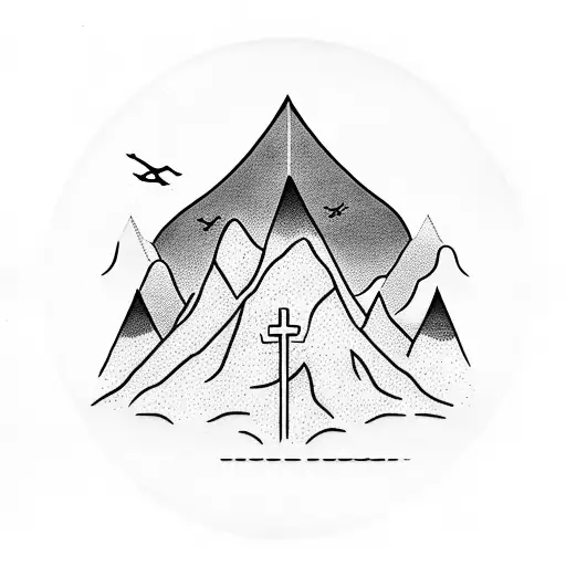 Word Avlon With Cotton Wood Trees In The Back With A Mountain With A Cross On Top