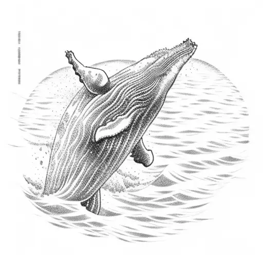 Whale Tail Enterimg In The Sea And Sunset