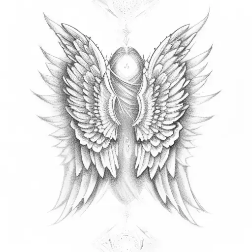 Angel Wings With Halo And G In The Middle