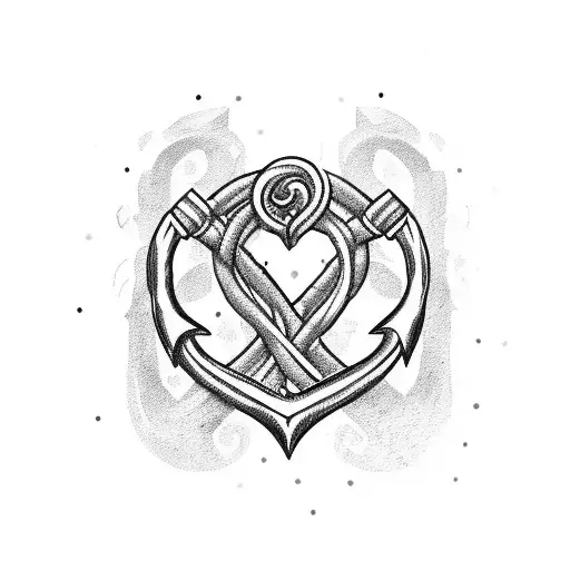 An Anchor With Heart As Hook And A Shamrock On The Hook