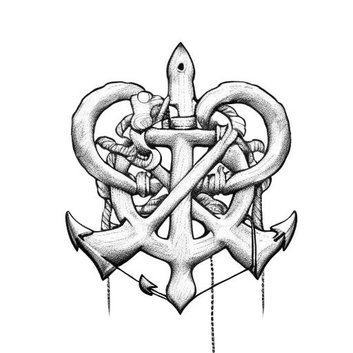 An Anchor With Heart And A Shamrock On The Hook