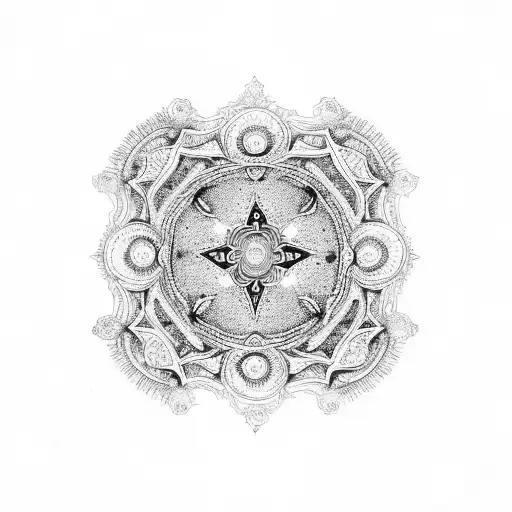 Trinacria Symbol Surrounded By Intricate Mandala Patterns