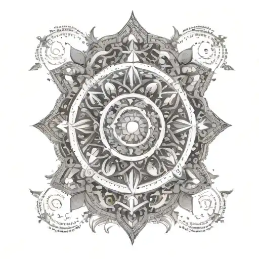 A Dotwork Mandala Incorporating Symbols Of Strength And Femininity Inspired By Ancient Greek Amazons