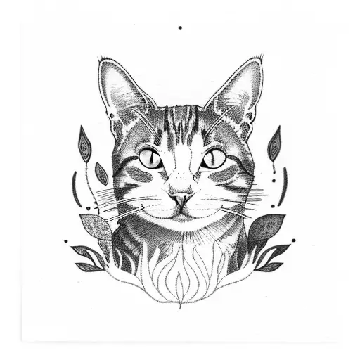 Cat Surrounded By Plants