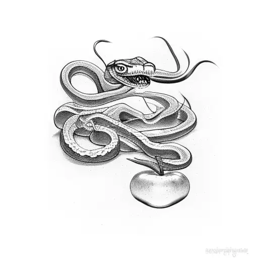 Snake Bitting An Apple