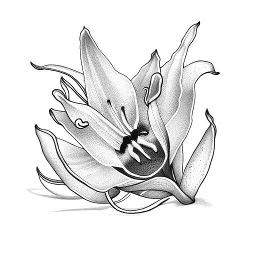 Peace Lilies With Red Spider Lilie On Shoulder