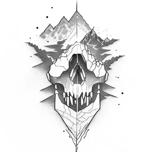 Skull Mountains River Rushing Lightning Woman