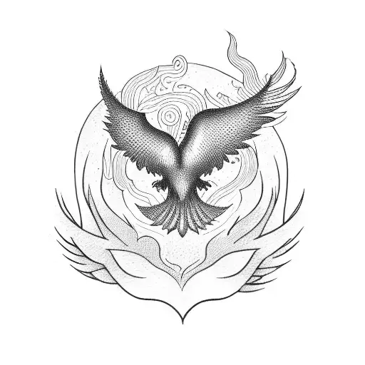 Musical Notes Forming The Shape Of A Pilot Flying A Phoenix