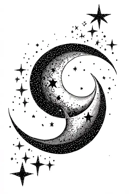 Moon And Stars Forming