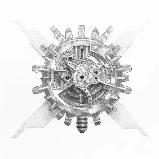 An Intricate Mechanical Gear With A Mountain Landscape Inside
