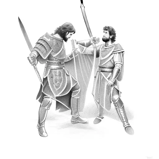 Prince Jonathan Giving King David His Sword