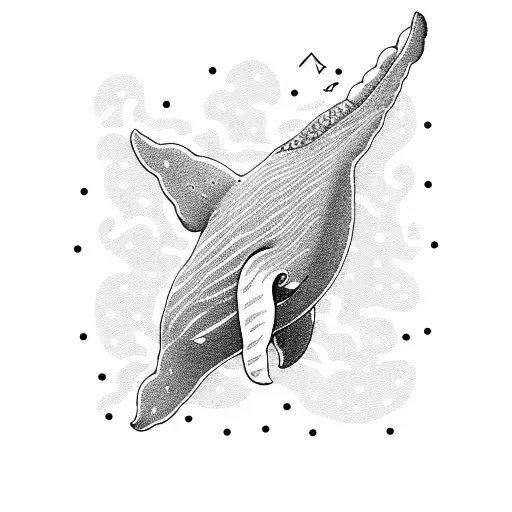 Whale Looking Calmly Over The Sea And Looking Directly At Me Black And White Minimal