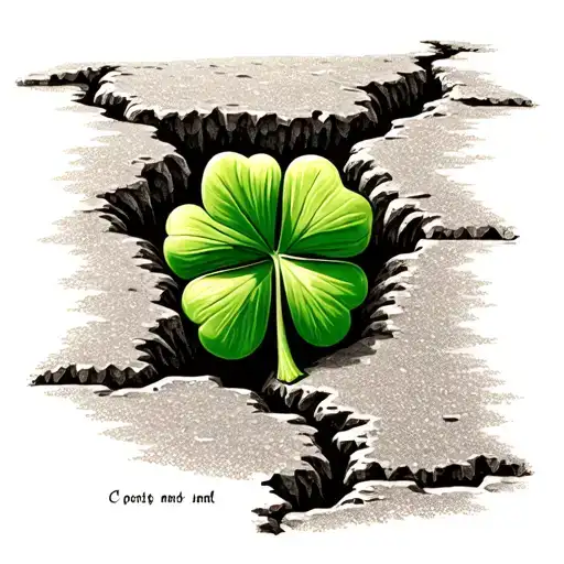 Irish Shamrock Growing From A Crack In The Pavement