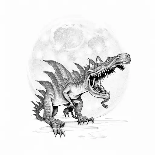 Scary Dinausaur Laughing In The Moonlight