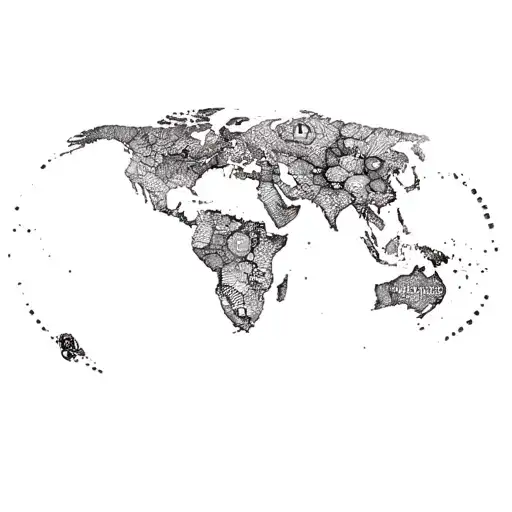 An Intricate Map Of The World With A Motorcycle Weaving Through Different Countries