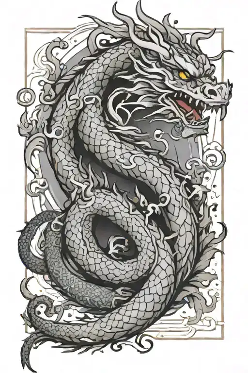 Anime-inspired Dragon Wrapped Around A Traditional Japanese Temple