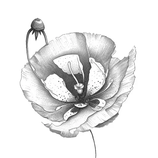Line Drawing Of A California Poppy