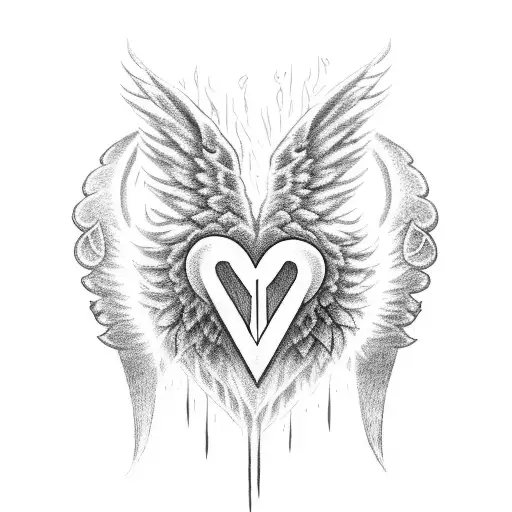 Heart With Angel Wings Hailo Devil Tail And Pitchfork Going Through It