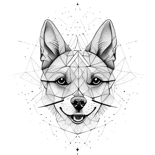 Geometric Dog With Cats
