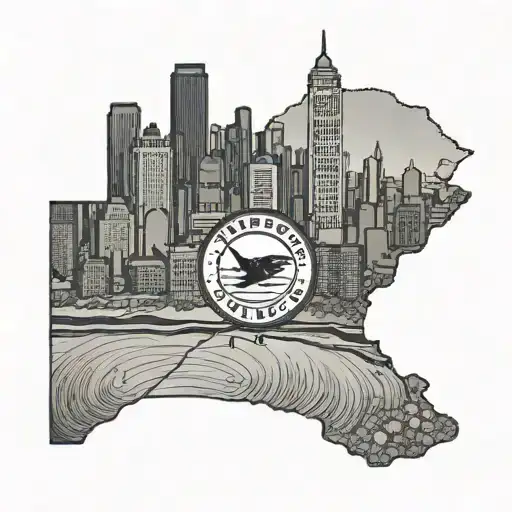 A Minnesota State Outline With Mnufc Logo And Duluth Skyline In The Background