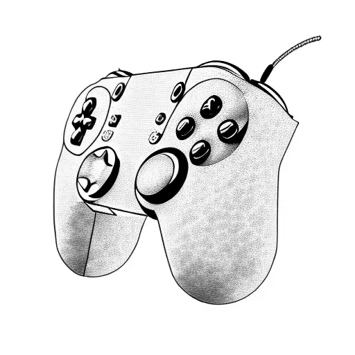 A Video Game Controller With A Mountain Range Silhouette