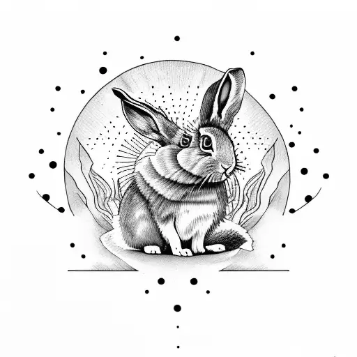 Running Rabbit Racing With The Sinking Sun