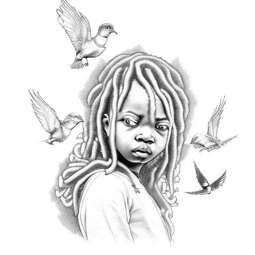 Rose Black Men Child With Locs Praying Pigeons