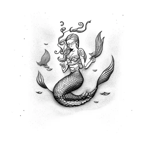 Mermaid Catching Heart Man Lying On A Bed