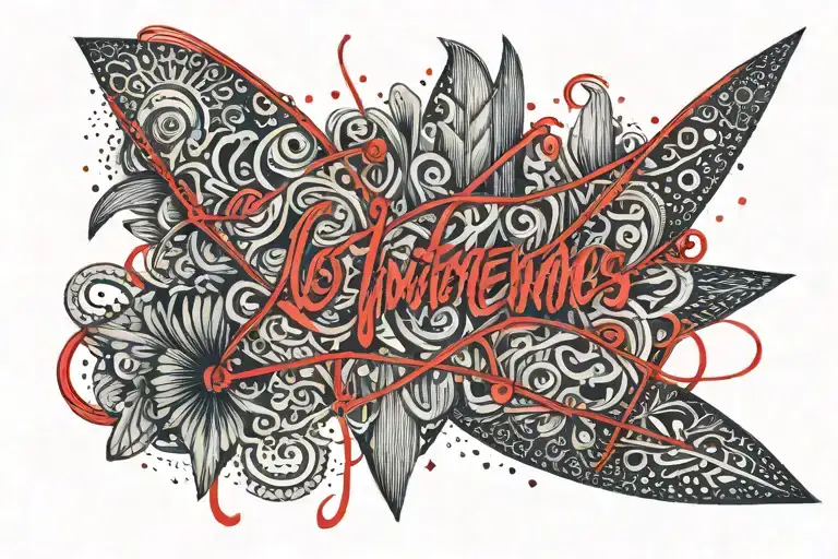 The Phrase 'Lo Intentamos' In Fine Line With A Thin Red String Tying The Letters