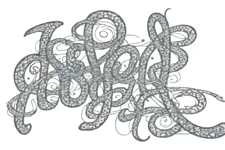 Lettering Tattoo 'Lo Intentamos' And A Fine Red String Tying The Letters