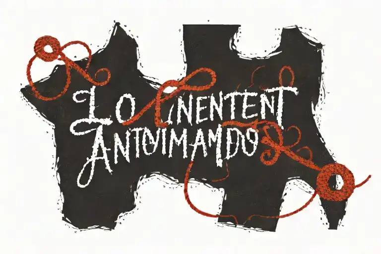Lettering Tattoo 'Lo Intentamos' And A Fine Red String Tying The Letters