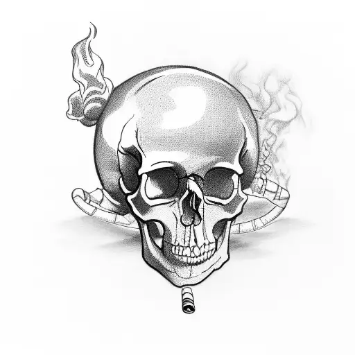 A Skull Wearing A Programmer's Hat And Smoking A Cigarette