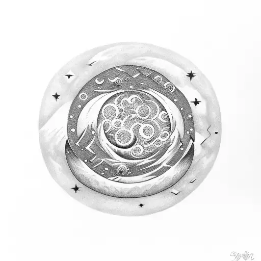 Full Moon With Swirling Stars