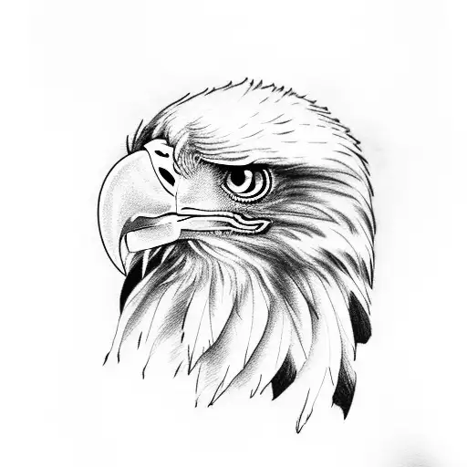 Eagle With Wing In Sky With Cloud With Eye And Flower