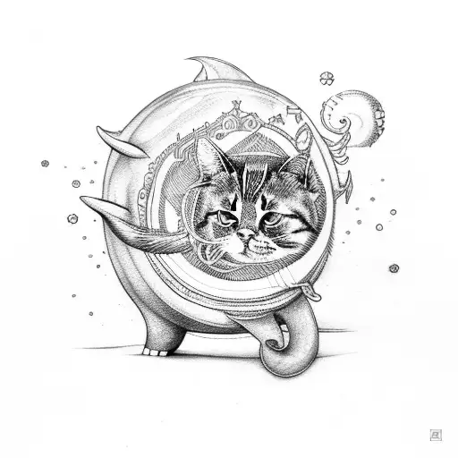 Cat Ridding A Narwal