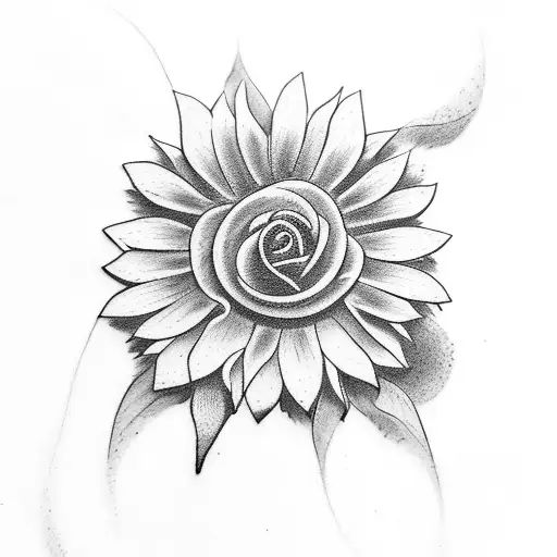 A Tattoo Made Of A Sunflower A Rose And A Daisy