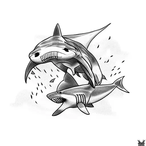 Skeleton Bull Riding A Shark