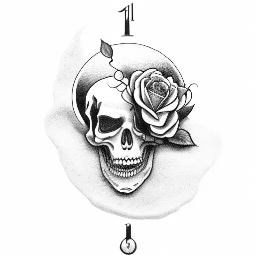 Grim Reaper With Roses And A Clock