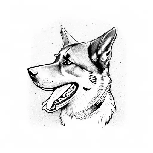 German Shepard With Bird On Head