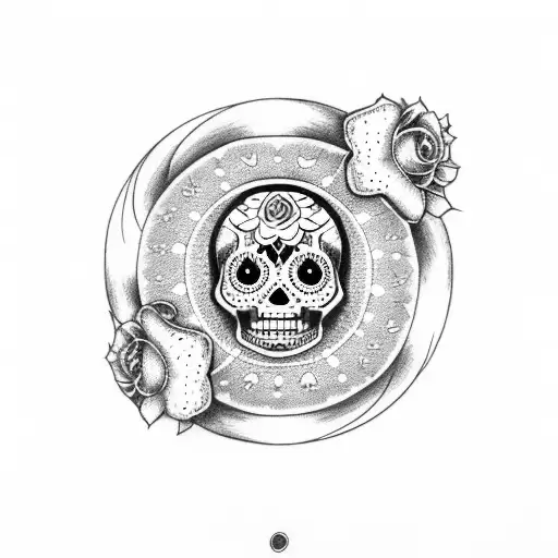 Phases Of Moon With Sugar Skull Instead Of Full Moon