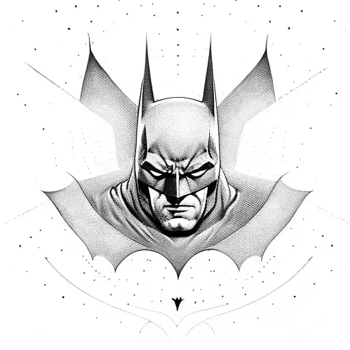 Create A Detailed Sketch Of Batman's Iconic Symbol Using Dotwork